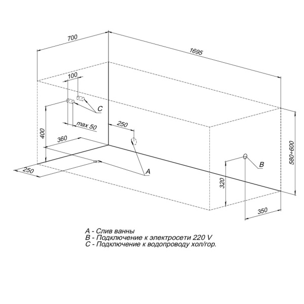 Ванна акриловая Vimarr Brig 170x70 530BR0017070W с усиленным армированным корпусом, белый Ванна акриловая Vimarr Brig 170x70 530BR0017070W с усиленным армированным корпусом, белый