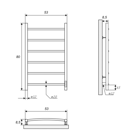 Полотенцесушитель электрический Vimarr Neo 06 520NEO0658102 500х800 хром, с диммером