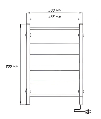 Полотенцесушитель электрический профильный Vimarr Kaskad LNK-VMRKePT58WM 500х800 лесенка, белый матовый