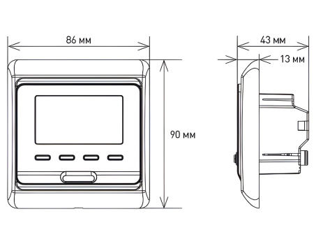 Терморегулятор Vimarr (белый) сенсорный программируемый с ЖК дисплеем и двумя датчиками/до3,5 кВт (встраиваемый) 540TM91.716-0021