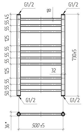 Полотенцесушитель водяной Vimarr Saturn Mega PSV-LM70VMRS58W 500х800 лесенка, белый матовый
