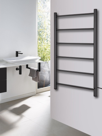 Полотенцесушитель электрический Vimarr Kaskad Mega PSK-LMVMRKe58BL 500х800 лесенка, черный матовый