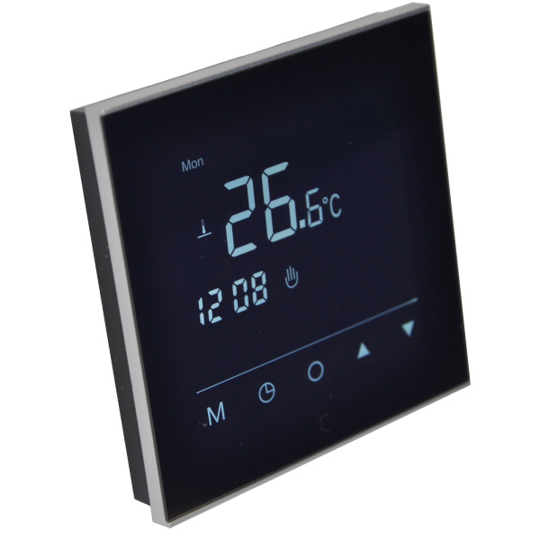 Терморегулятор Vimarr (черный) сенсорный программируемый с зеркальным дисплеем (зеркальный) и двумя датчиками/до 3,5 кВт (встраиваемый) 540TM378-0023