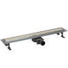 Трап для душа линейный (душевой лоток) Vimarr SC-2 516SC234011050 400 мм с рамкой из нержавеющей стали, с горизонтальным выходом D50 мм, с решеткой под плитку (перевертыш)