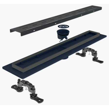 Трап линейный (душевой лоток) Vimarr G-1 516G146003050 600 мм с вертикальным выходом D50 мм, черный с перфорированной решеткой