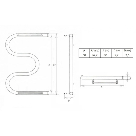 Полотенцесушитель водяной Vimarr 02 5200010255200 500х500 белый, с полкой