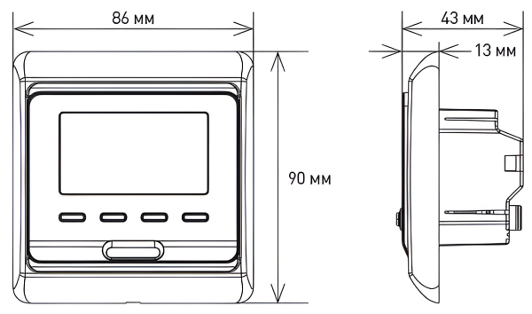 540TM51.716-1011 Терморегулятор Vimarr (белый) программируемый с ЖК дисплеем с двумя датчиками/до3,5 кВт (встраиваемый) 540TM51.716-1011