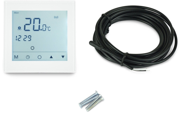 540TM1059-1051 Терморегулятор Vimarr (белый) WIFI сенсорный программируемый с ЖК дисплеем и двумя датчиками/до 3,5 кВт (встраиваемый) 540TM1059-1051