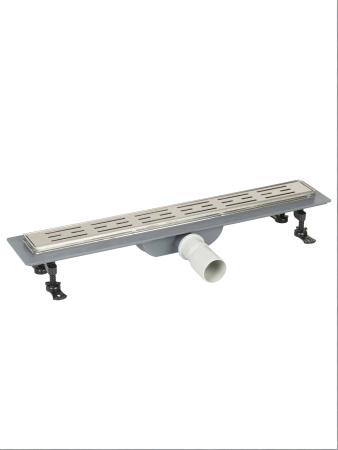 Трап для душа линейный (душевой лоток) Vimarr D-1 516D134011040 400 мм с рамкой из нержавеющей стали, с горизонтальным выходом D40/50 мм, с решеткой хром