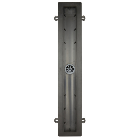 Трап линейный (душевой лоток) Vimarr G-1 516G144003050 400 мм с вертикальным выходом D50 мм, черный с перфорированной решеткой