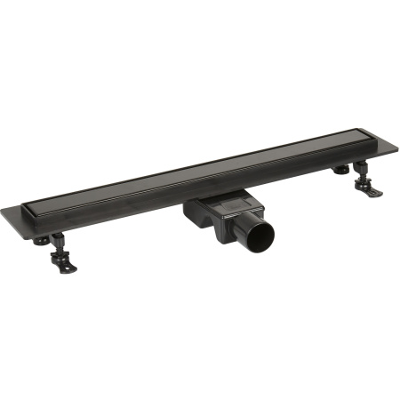 Трап линейный (душевой лоток) Vimarr LMA-2 516LMA234003050 400 мм с горизонтальным выходом D50 мм, с решеткой под плитку (перевертыш), черный