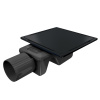 Трап квадратный душевой Vimarr SMC-2 515SMC231513050 15х15 см черный с рамкой из нержавеющей стали, с горизонтальным выходом D50 мм, решетка под плитку (перевертыш), черная