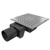 Трап квадратный душевой Vimarr WC-1 515WC131011050 10х10 см с рамкой из нержавеющей стали, с горизонтальным выходом D50 мм, решетка хром