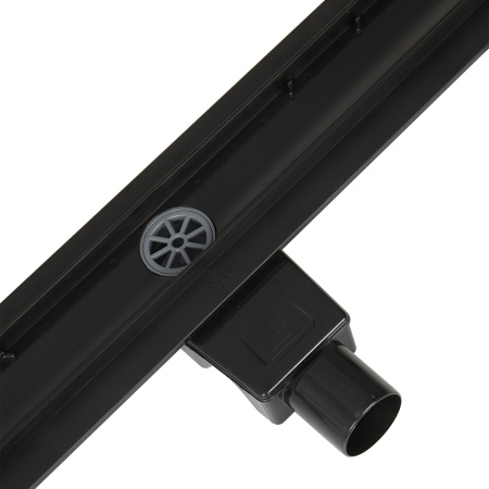 Трап линейный (душевой лоток) Bejert A-2 B716A280-03050-3 800 мм с горизонтальным выходом D50 мм, с решеткой под плитку (перевертыш), черный