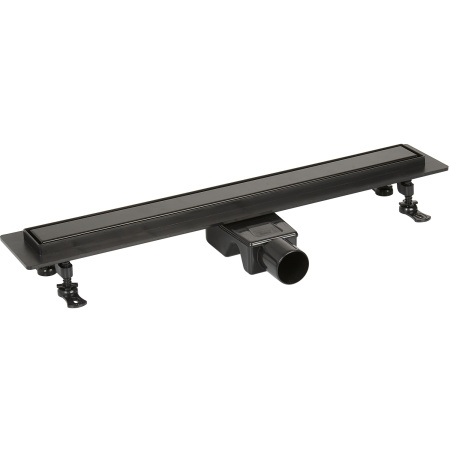 Трап линейный (душевой лоток) Bejert A-2 B716A280-03050-3 800 мм с горизонтальным выходом D50 мм, с решеткой под плитку (перевертыш), черный