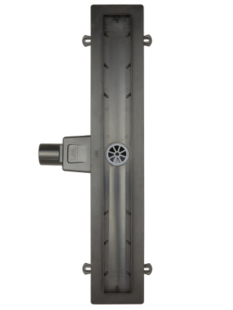 Трап линейный (душевой лоток) Bejert A-2 B716A280-03050-3 800 мм с горизонтальным выходом D50 мм, с решеткой под плитку (перевертыш), черный