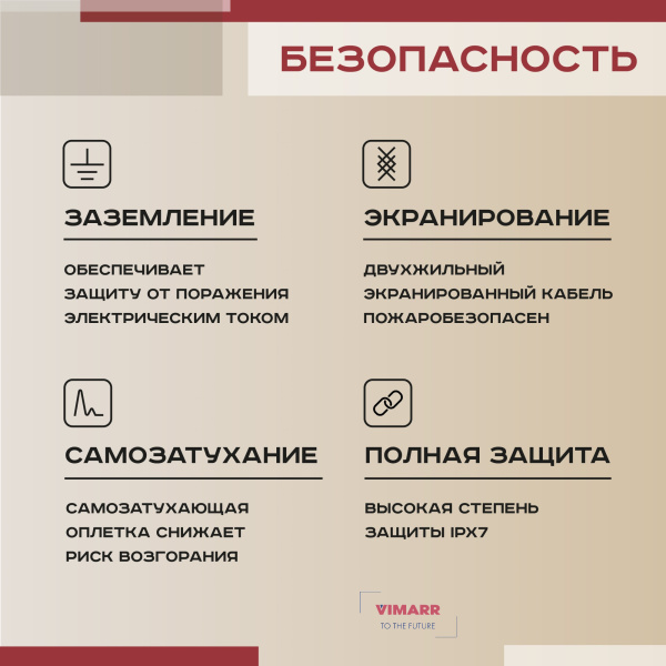 Греющий кабель (секция нагревательная) Vimarr L 541L1500KS83-220B-M1-01 83м 1500 Вт (7,5-10 м2) с белым механическим терморегулятором