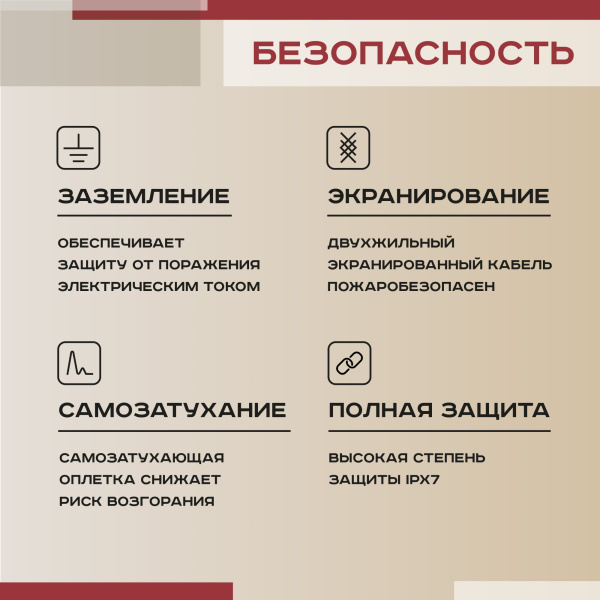 Греющий кабель (секция нагревательная) Vimarr L 541L500KS28-220B-M1-01 28м 504 Вт (2,5-3,33 м2) с белым механическим терморегулятором