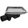 Трап квадратный душевой Vimarr T-2 515T231511050 15х15 см с рамкой из нержавеющей стали, с горизонтальным выходом D50 мм, решетка под плитку (перевертыш)