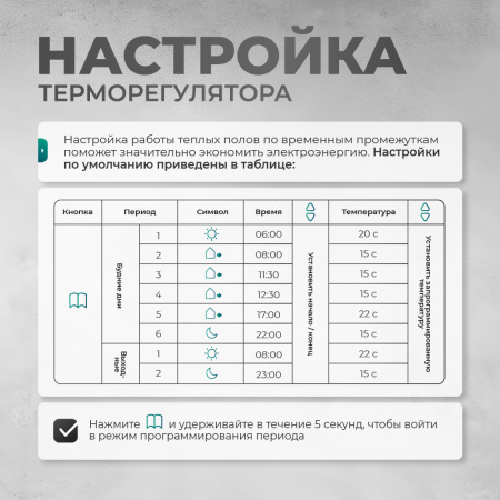 Теплый пол Bejert B B751-XICA80-9-21 9м 220 Вт/м2 с белым программируемым сенсорным терморегулятором