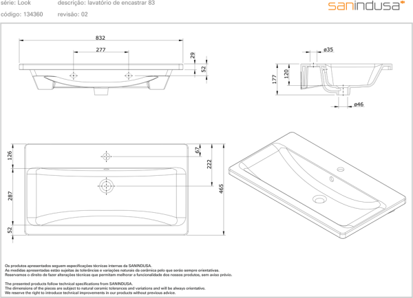 Раковина мебельная Sanindusa Look 134360004 83 см