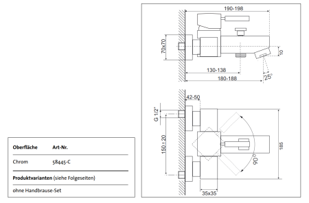 Смеситель для ванны с душем Kaja Aquadrat 58410-С Смеситель для ванны с душем Kaja Aquadrat 58410-С