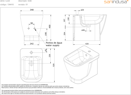 Биде напольное Sanindusa Look 134410004