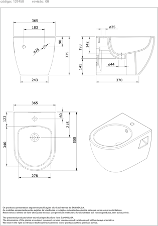 Биде подвесное Sanindusa Sanibold 137450004
