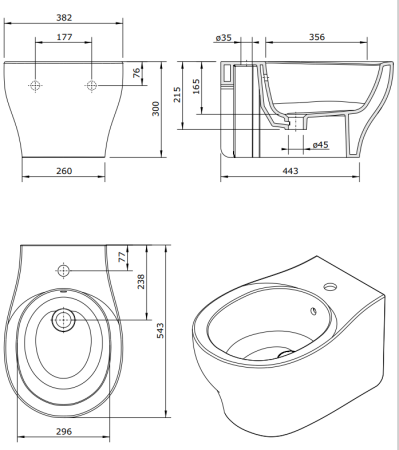 Биде подвесное Sanindusa Sanproject 139450004