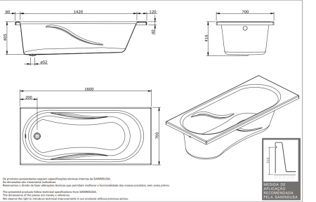 Ванна акриловая Sanindusa Aveiro 160х70 8030000000