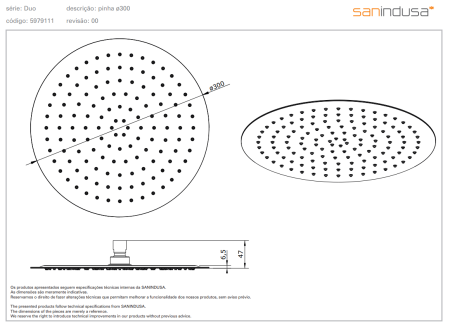 Верхний душ 300 mm Sanindusa Duo 5979111 Верхний душ 300 mm Sanindusa Duo 5979111