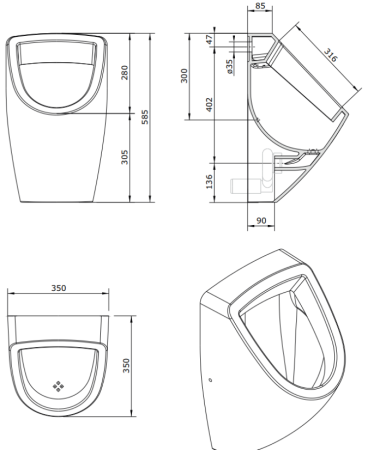 Писсуар подвесной Sanindusa Forma 108561004
