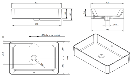 Раковина накладная 60х40 Sanindusa Sanlife 136739004