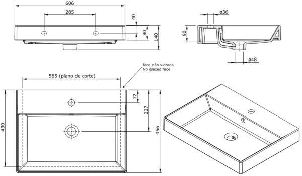 Раковина накладная настенная 60x45 Sanindusa Novelda Plus 118110004