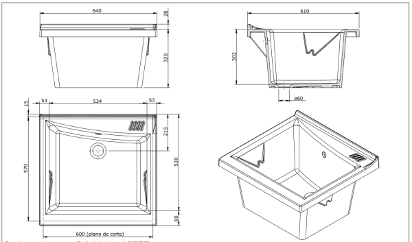 Раковина хозяйственная 64х57 Saninduss Blink 108640004