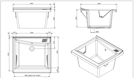 Раковина хозяйственная 64х57 Saninduss Blink 108640004