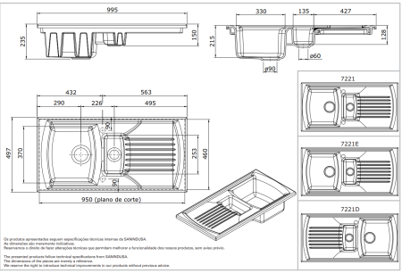 Раковина-столешница 100х50 Sanindusa Lusitano 722100