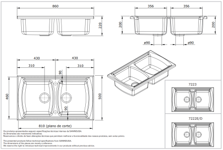 Раковина-столешница 86х50 Sanindusa Lusitano 722300