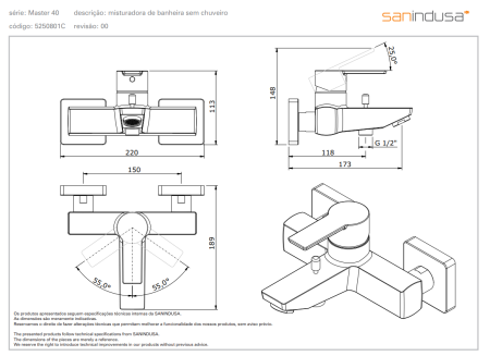 Смеситель для ванны Sanindusa Master 40 525080111C
