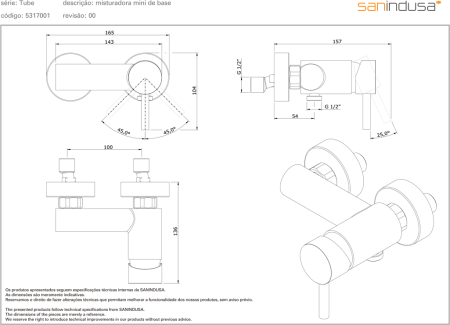 Смеситель для душа Sanindusa Tube 531700111