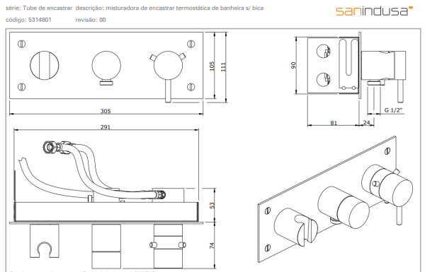 Термостат для ванны и душа Sanindusa Tube 531480111