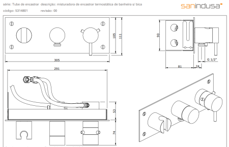 Термостат для ванны и душа Sanindusa Tube 531480111