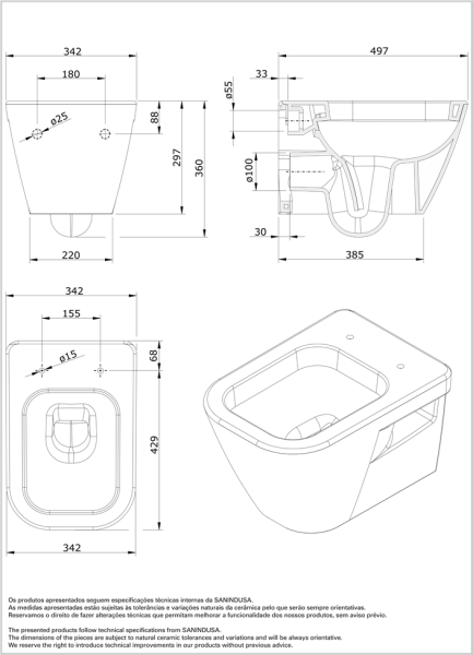 Унитаз подвесной Sanindusa Look 134032004