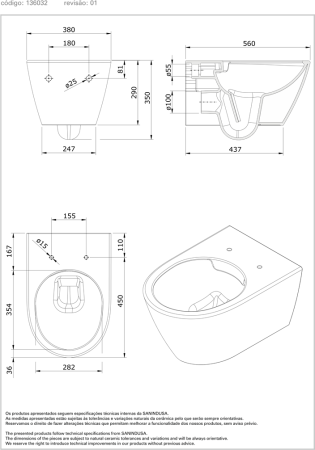 Унитаз подвесной безободковый Sanindusa Sanlife 136032004