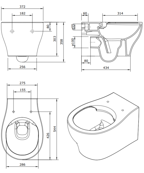 Унитаз подвесной безободковый Sanindusa Sanproject 139032004