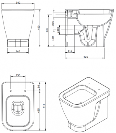 Унитаз приставной Sanindusa Look 134012004