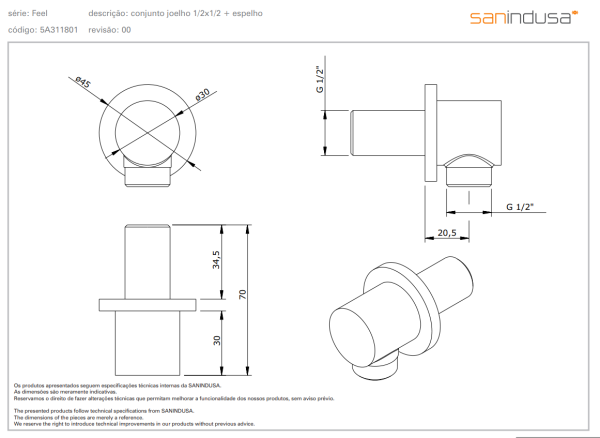 Шланговое подсоединение Sanindusa 5A31180111 Шланговое подсоединение Sanindusa 5A31180111