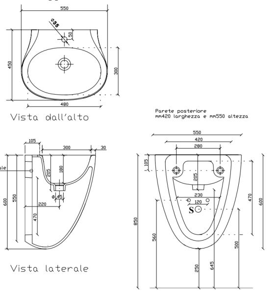 Раковина подвесная 55х45 Galassia Ergo 7100 Раковина подвесная 55х45 Galassia Ergo 7100